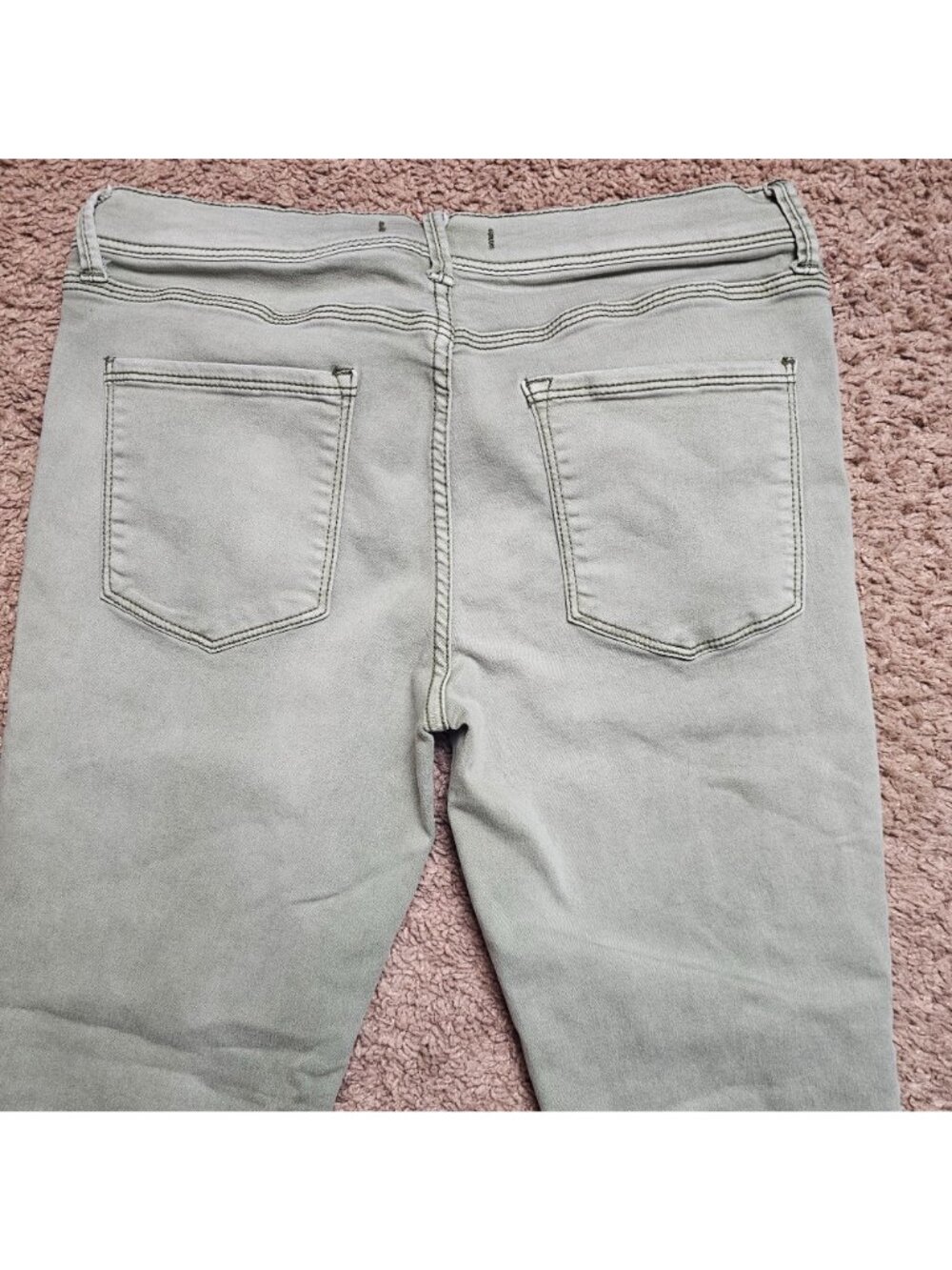 Free People Jeans Womens 30 31x25 Olive Green Slim Straight Ankle Denim Stretch - Picture 5 of 8